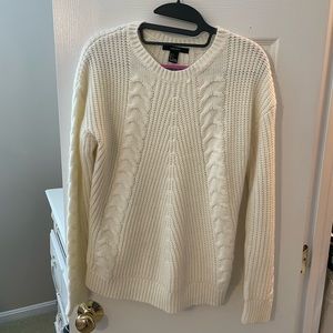 Forever 21 cream thick cable-knit sweater